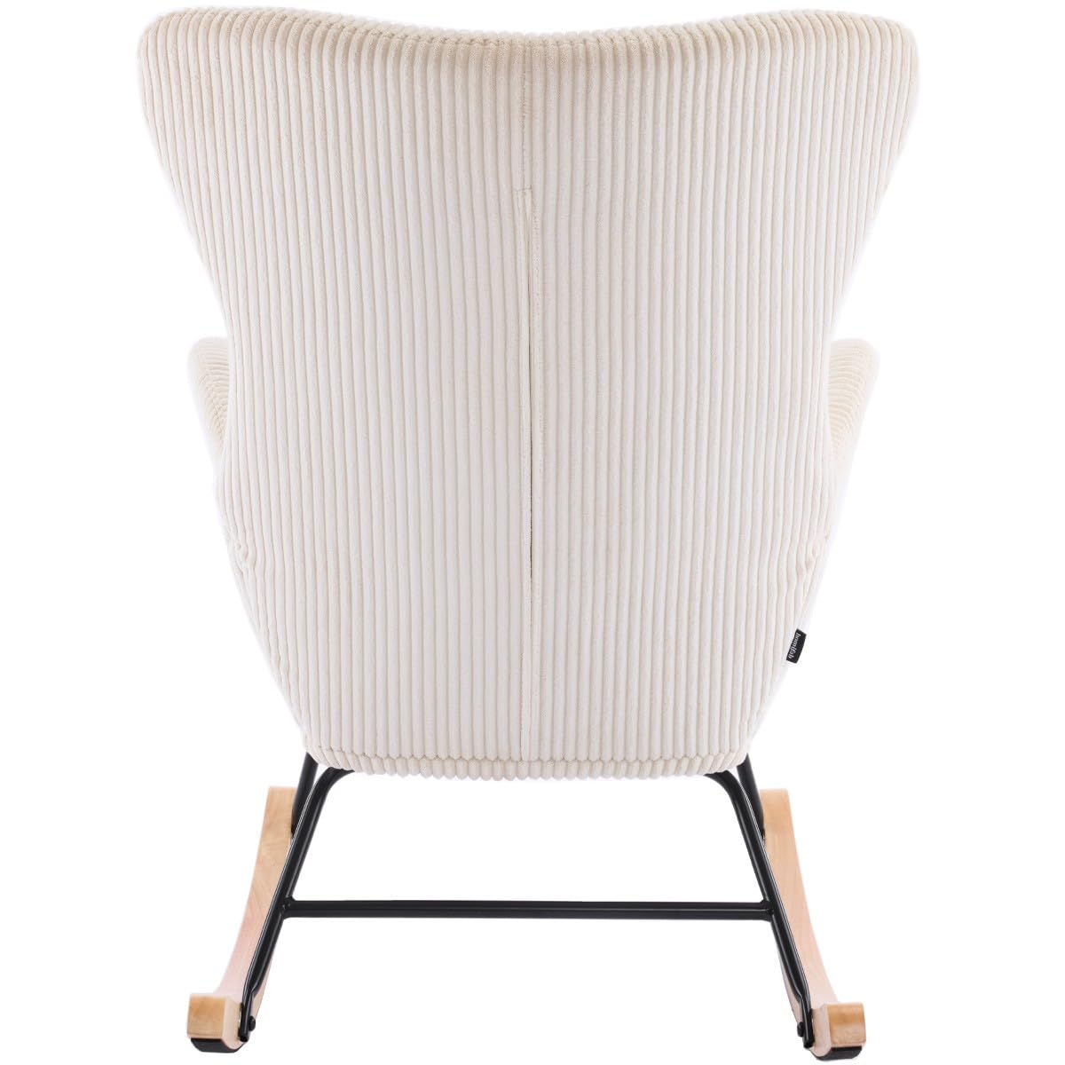 HOMIFAB Rocking-Chair Velours côtelé Beige Béa