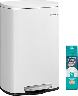 SONGMICS 13 Gallon (50 L) Trash Can, Stainless Steel Kitchen Garbage Can...
