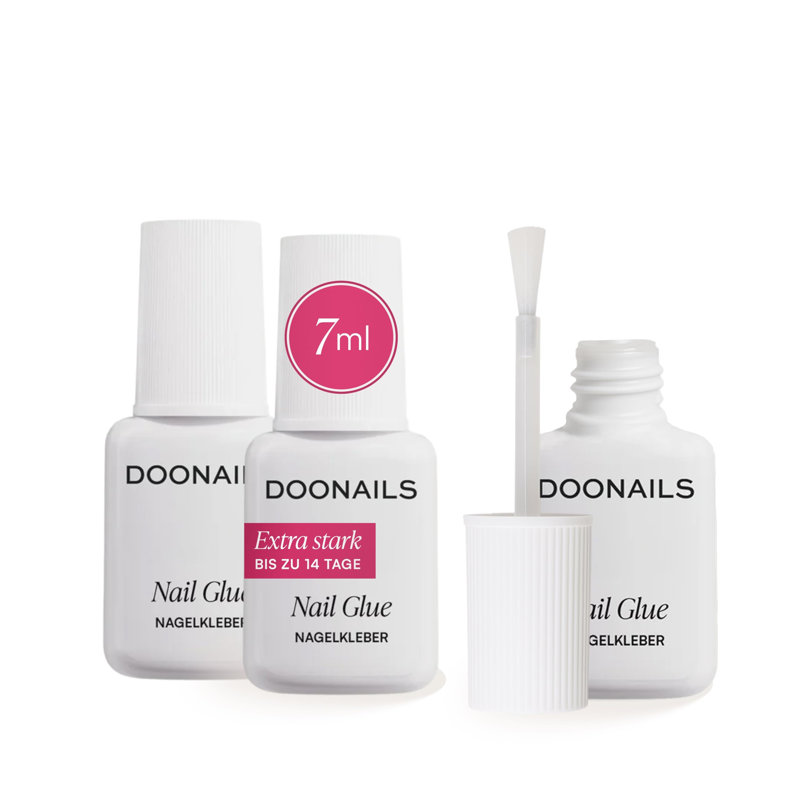 Doonails Nagelkleber Extra Stark 3er Set (7ml) – Schnelltrocknender Brush-On Nail Glue für Kunstnägel, Tips, Press On Nails & Acrylnägel – Nagel Kleber für eingerissene Nägel & 100% Haftung