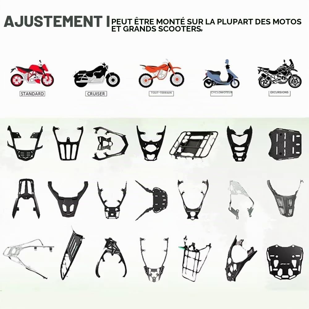 JOPWUE Coffre arrière de moto universel 45 L/57 L, étanche, anti-poussière et antivol, avec serrure de sécurité (45 l)