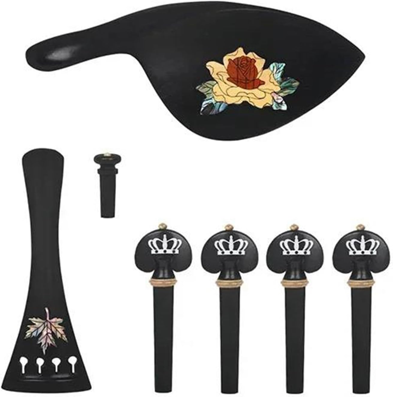 violin accessories kit 4Pcs 4/4-3/4 Violin String Instrument Violin Part Pull Chord Plate+Chord Shaft+Tail Nail+Cheek Rest Accessories