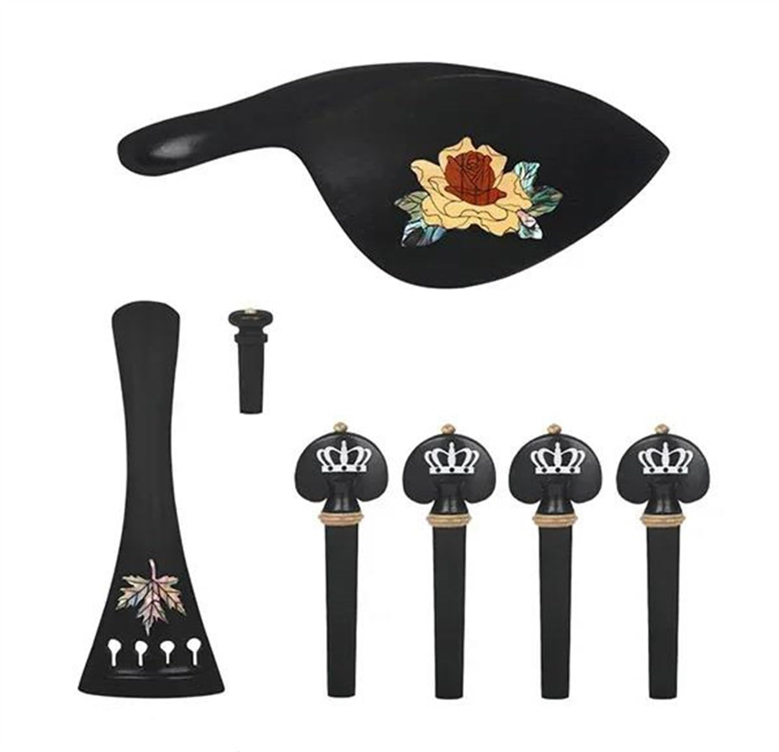 Accessori per violino 4 Pezzi 4/4-3/4 Strumento A Corde Di Violino Parte Di Violino Tirare Piatto Della Corda+albero Della Corda+chiodo Della Coda+accessori Del Resto Della Guancia
