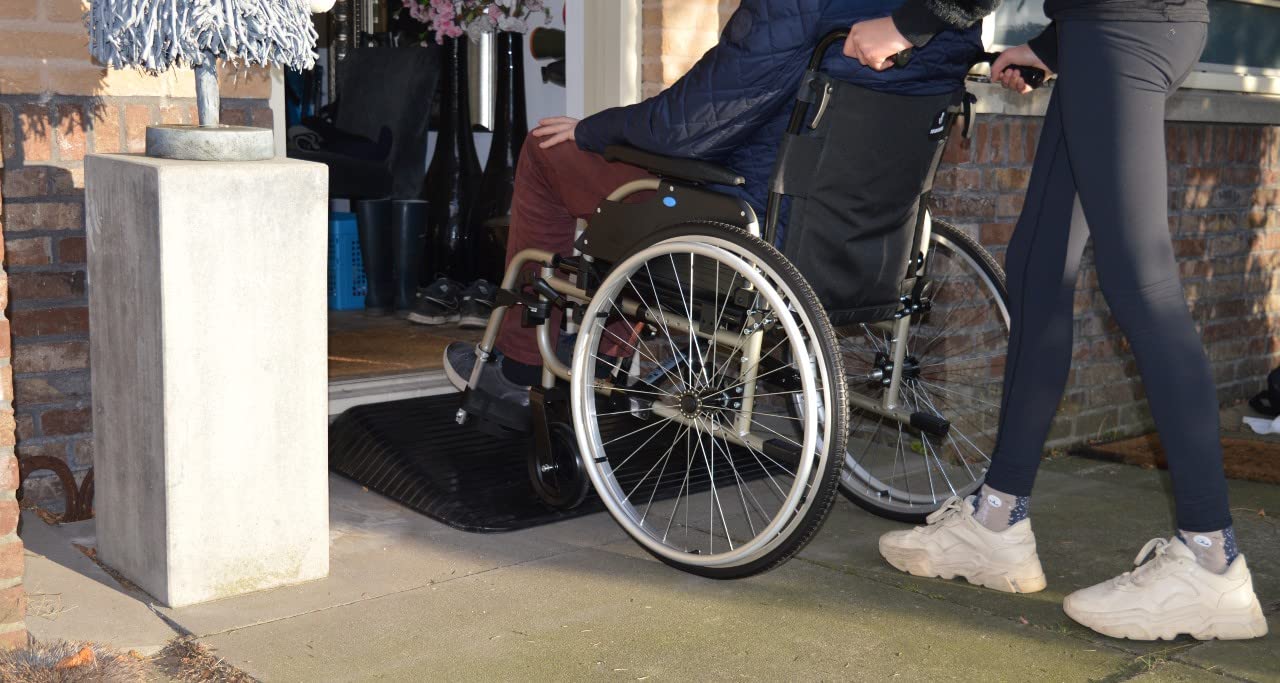 Rampe de seuil dacces en caoutchouc handicape de trottoir | Rampes de passe passage de seuil porte d acces pour fauteuil roulant - Noir (2,5 x 21 x 110 cm)