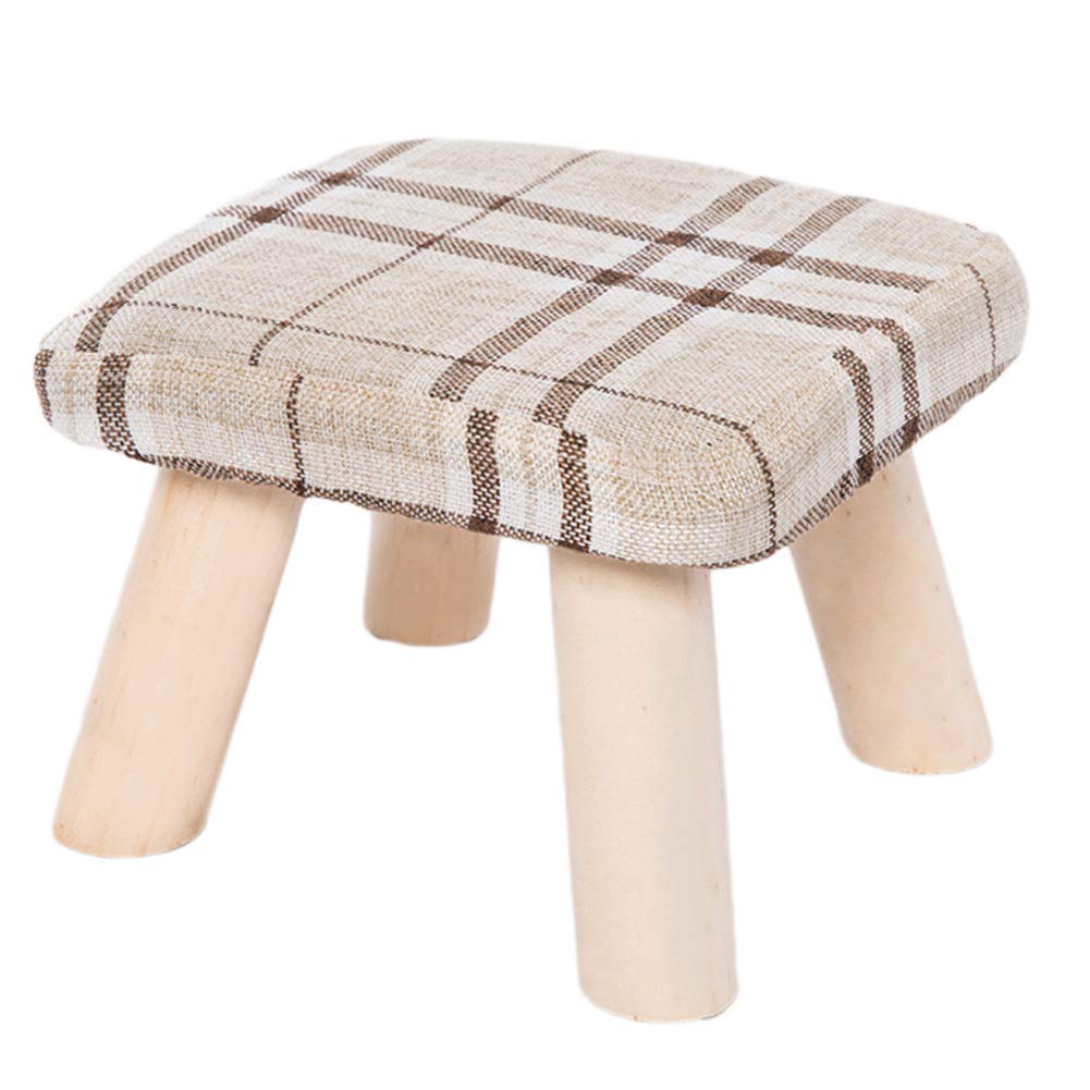 Petit repose-pieds rond tabouret bois massif enfants 28x28x18cm