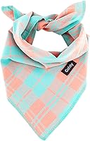 Vista 1 de Bandana de primavera para perro, bufanda grande para perro, color naranja, verde, estampado a cuadros, ajustable, accesorios para perros pequeños