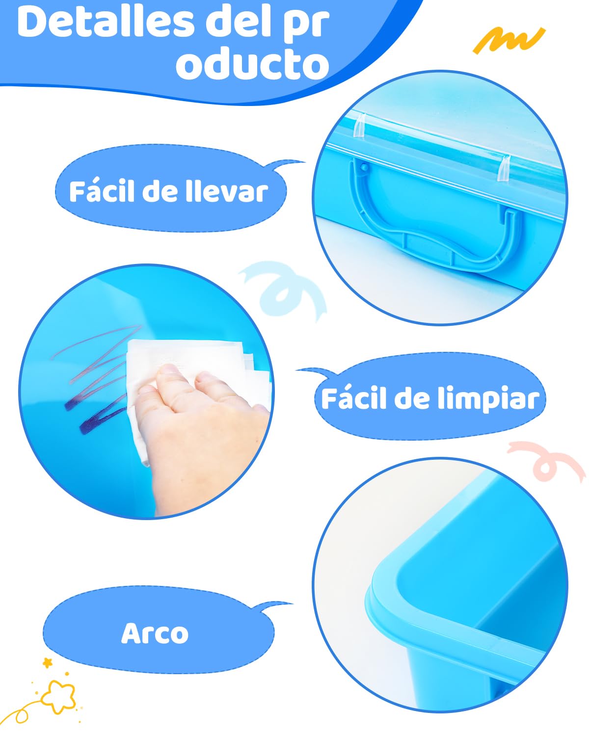 sikmcle Paquete de 2 bandejas de arena sensoriales con tapa y asa, contenedor de caja de arena sensorial portátil para niños, bandeja de actividades de plástico para niños pequeños, transparente