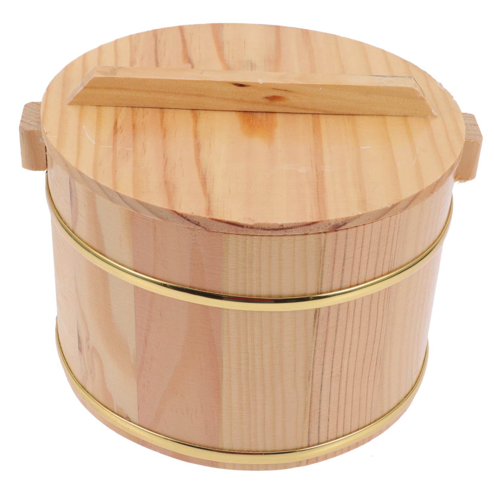 Seau à riz en bois 20 cm avec insert inox NUOBESTY