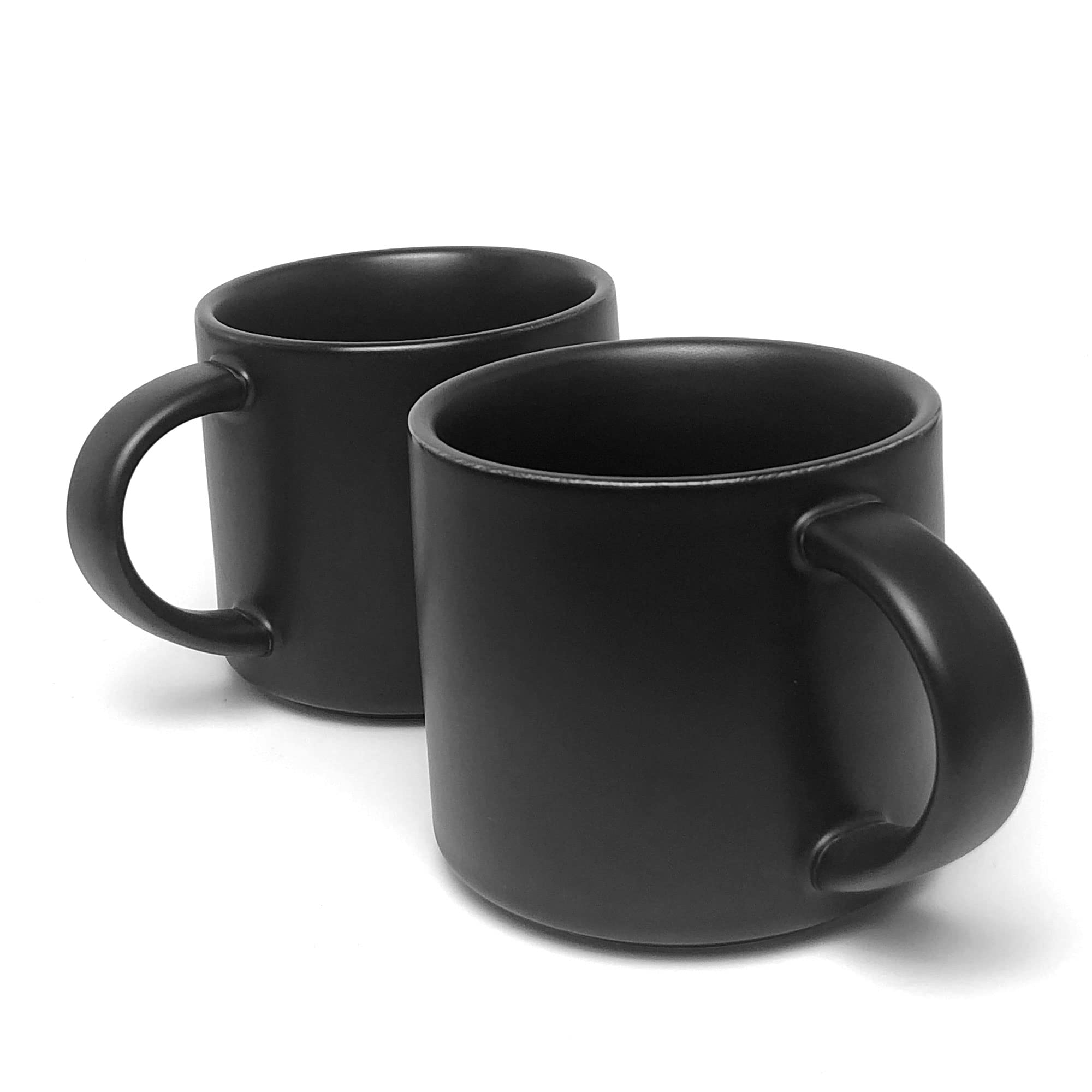 Set di tazze in ceramica, 2 x 420 ml, per ufficio, casa, salute, grande capacità, 14,2 once nero