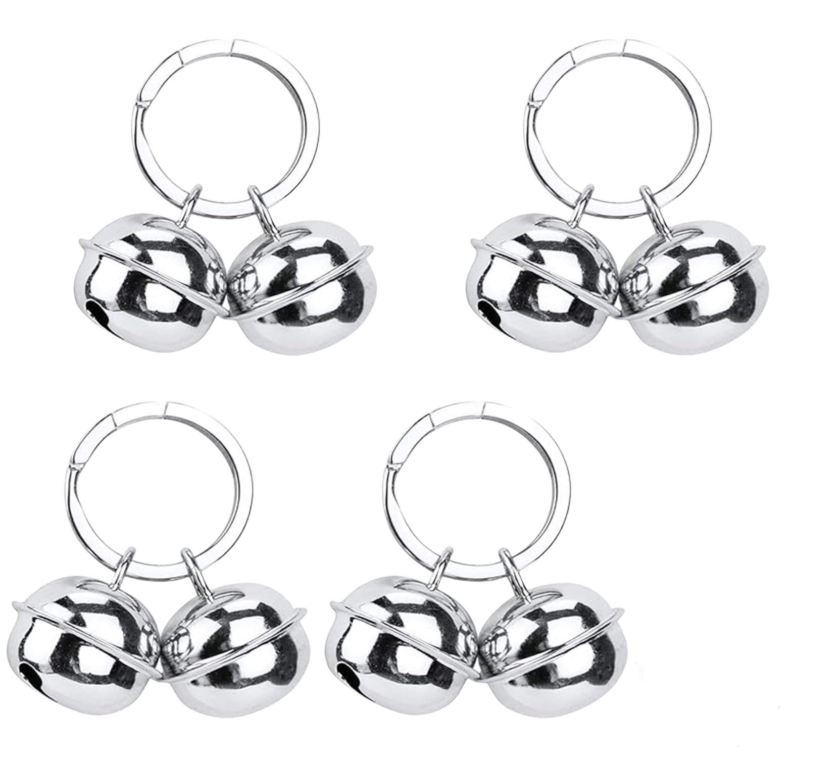 Campanelli per Collari per Cani e Gatti, 4 Set Campanelli Extra Rumorosi per Collari, Collare Papillon per Cani con Campanello che Suona, Silvery
