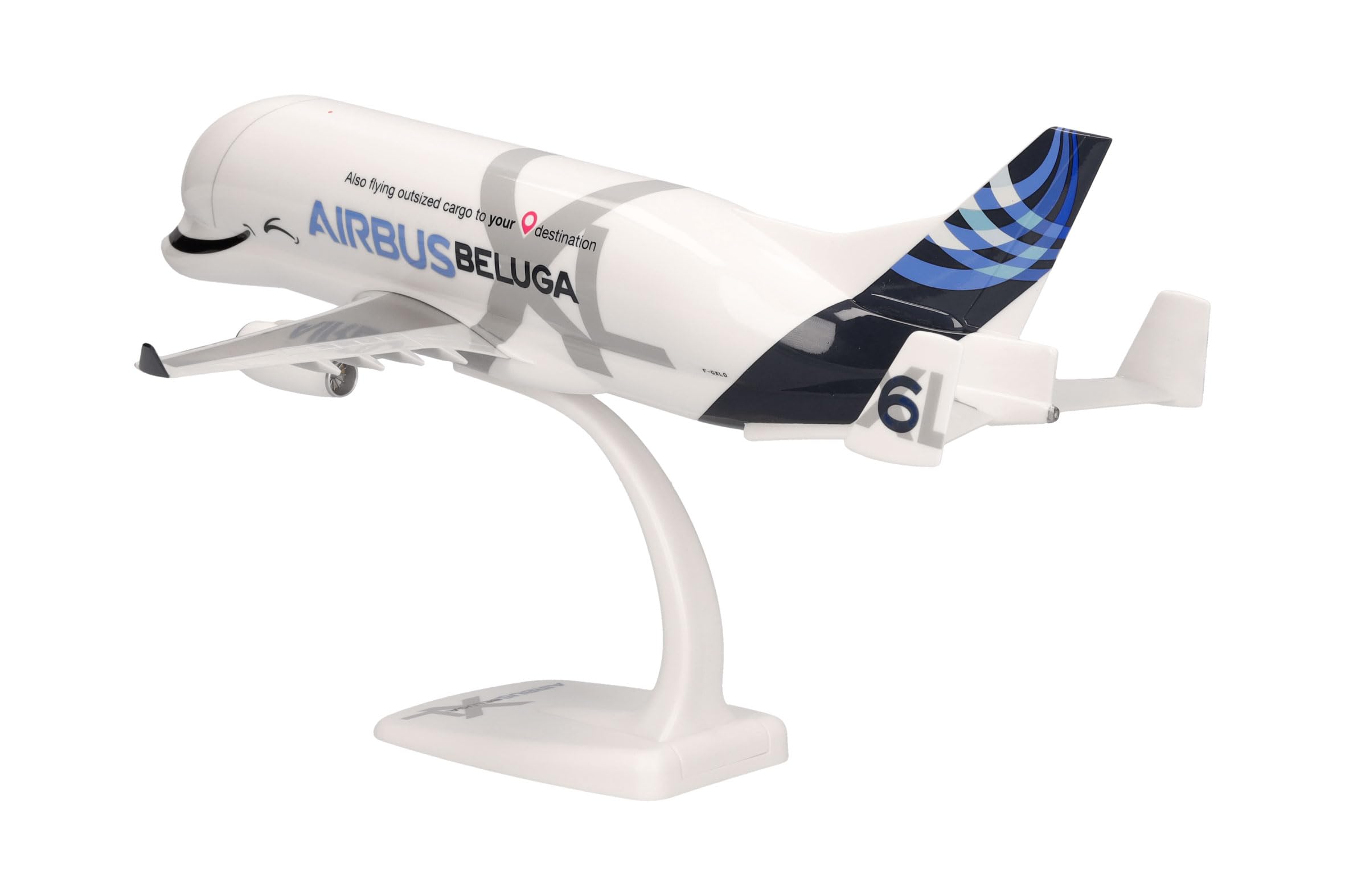 Herpa Snap-Fit Modellflugzeug Airbus Industries BelugaXL - XL#6 - F-GXLO XL#6" Miniatur im Maßstab 1:200, Sammlerstück, Modell mit Standfuß, Kunststoff