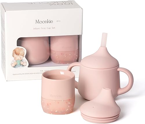 Miniatura 12 de Moonkie Vasos de silicona para bebés de más de 4 meses Pequeñas tazas de entrenamiento abiertas para bebés con confeti Esencial para el destete