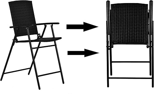 Miniatura 9 de Juego de comedor de patio de 5 piezas para 4 personas con agujero para sombrilla de 1.96 pulgadas, mesa cuadrada de mimbre de polietileno para