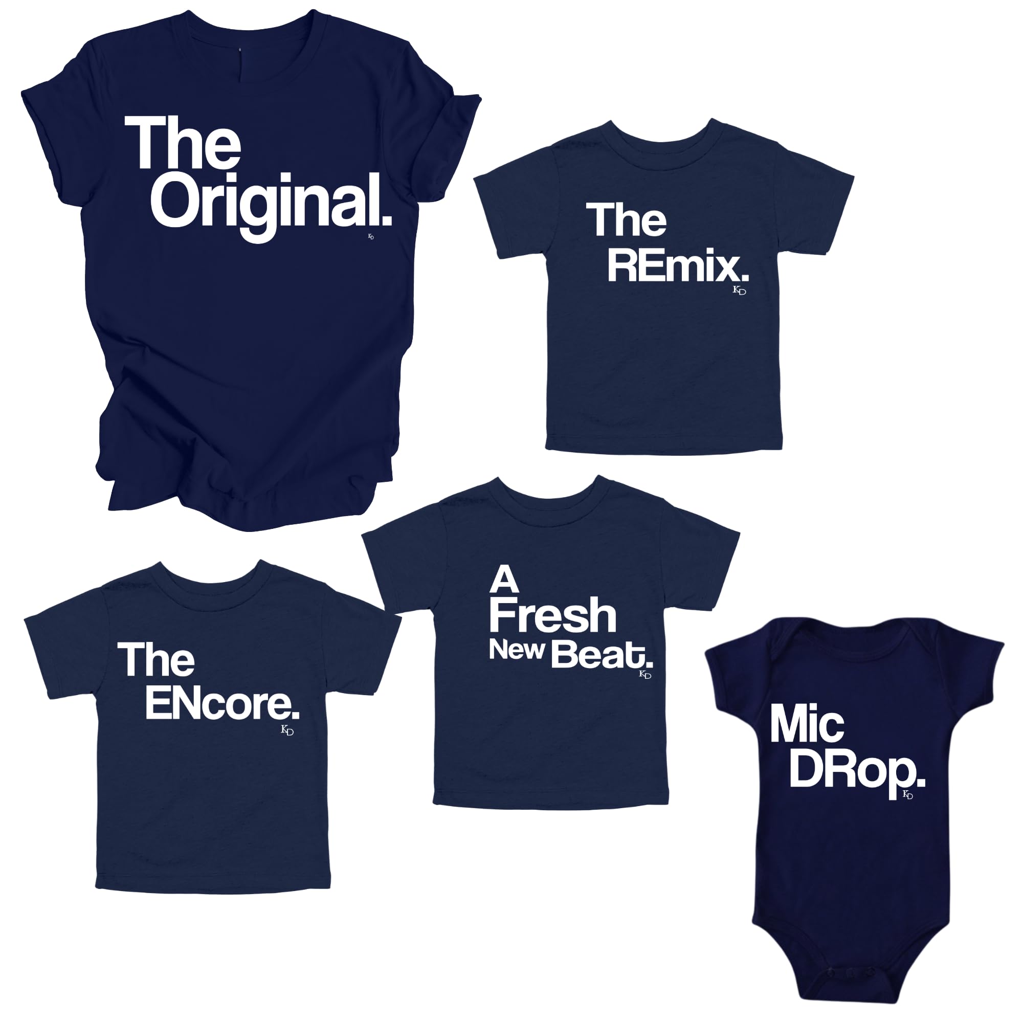 Matching Graphic Shirts, Sister Brother, Sibling T-Shirt, Family Outfits, Navy - The Original The Remix The Encore