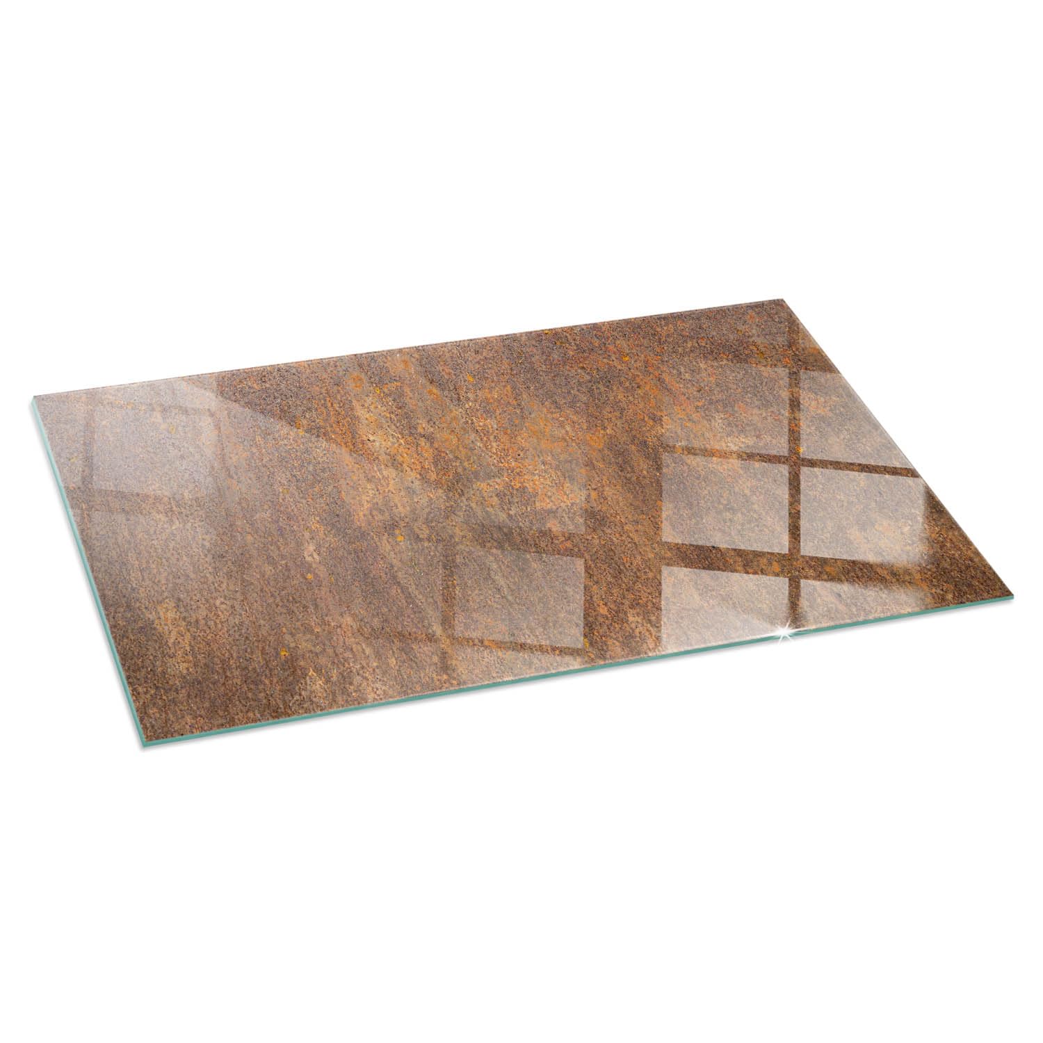 Funkenschutz Glasplatte 120x60 cm Gehärtetem Glas Funken- und Kratzfest Kaminglas Funkenschutzplatte Kaminplatte für Kamin Rechteckig Bodenplatte Ofenglas - Roststruktur auf Metall
