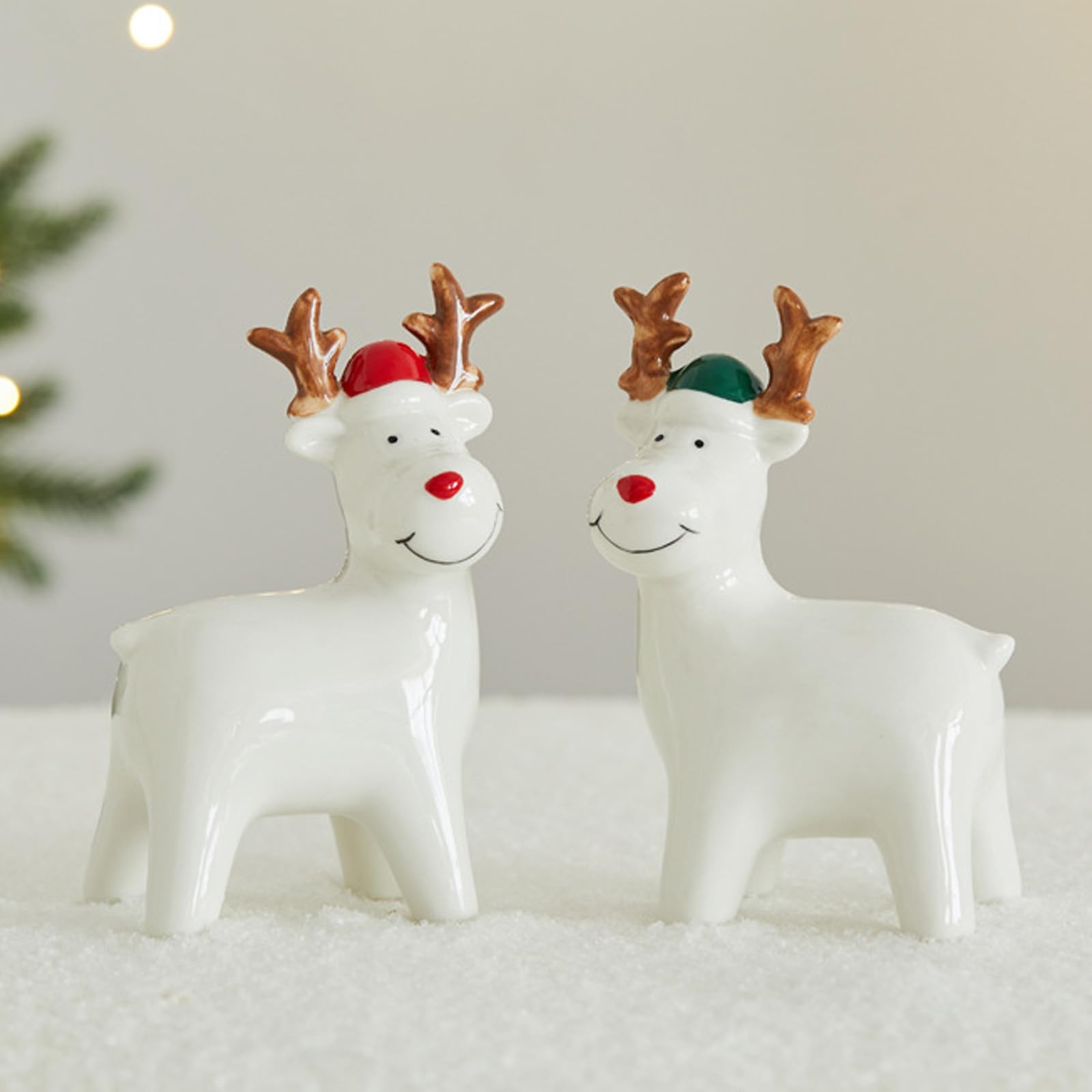 Decorazione natalizia in ceramica a LED per la creazione di centrotavola da tavolo di Natale con pupazzo di neve e renna, per creare decorazioni da tavolo di Natale