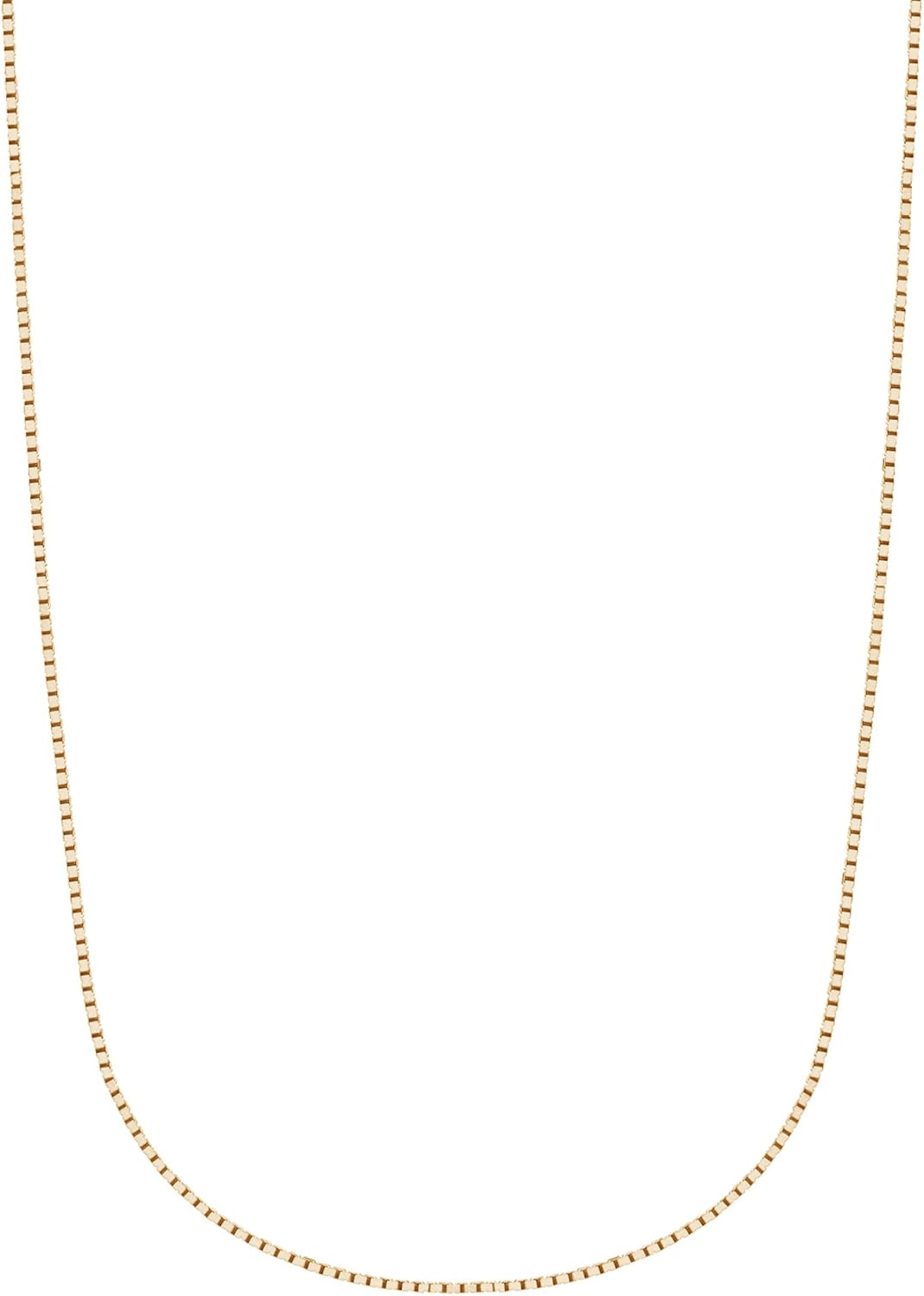 Ritastephens 14k Solid Yellow Gold Box Chain Necklace Lobster Lock (0.60mm, 1mm)