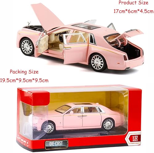Miniatura 4 de Aleación coleccionable rosa Rolls Royce Phantom juguete tire hacia atrás vehículos modelo de coche fundido a troquel