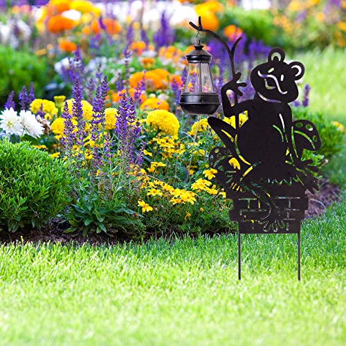 Esterno Frogs W/Lamp Solar Garden Stakes (2-Pack); Set Of 2 Lawn Ornament Metal Silhouettes With Solar-Rechargeable Lanterns #TOP2