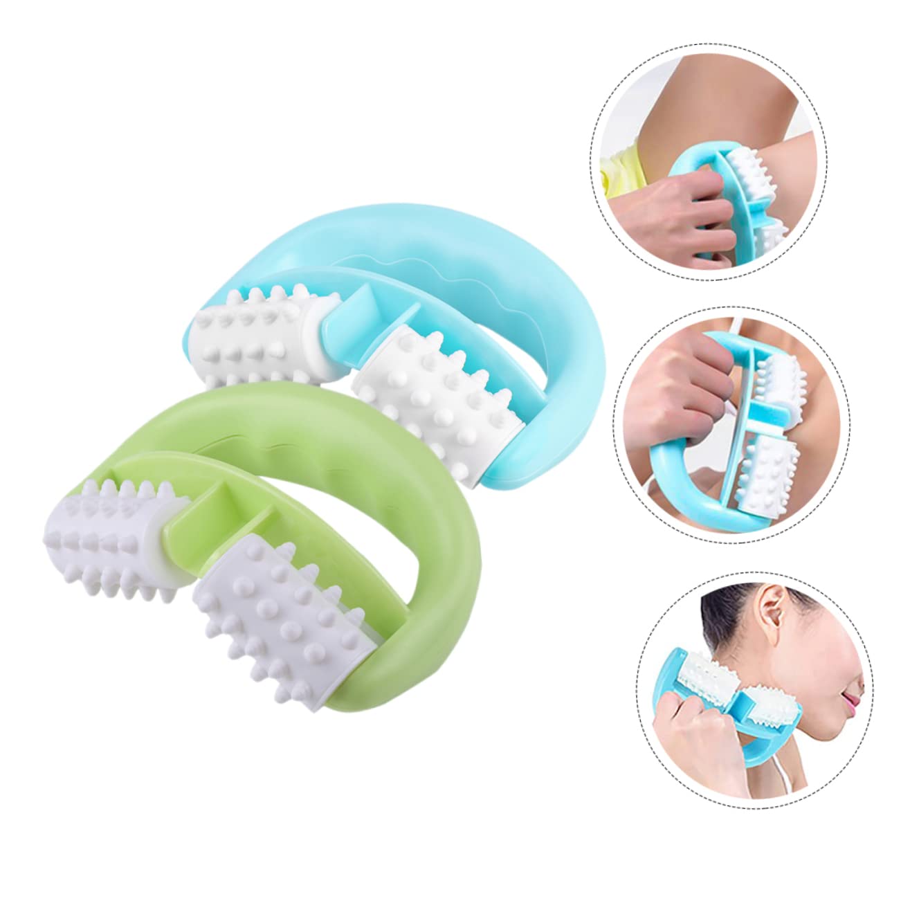 BESTYASH 2 Sätze Arm Und Beinmassage Roller Manuelle Muskelmassage Roller Für Beine Und Effektive Muskelentspannung Und Verbesserung Durchblutung Blau Grün 2 Stücke * 2