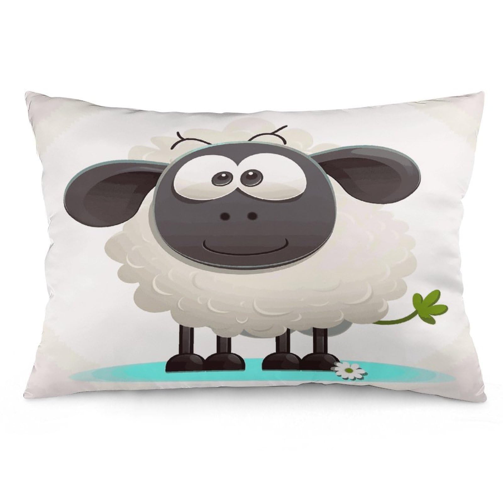 Sheep Throw Pillow Covers with Silent Zipper Polyester Pillow Protectors Removable Pillow Cases Soft Pillowcase Cozy Pillow Sham Cushion Cover for Sofa Car Bed 12 "x20