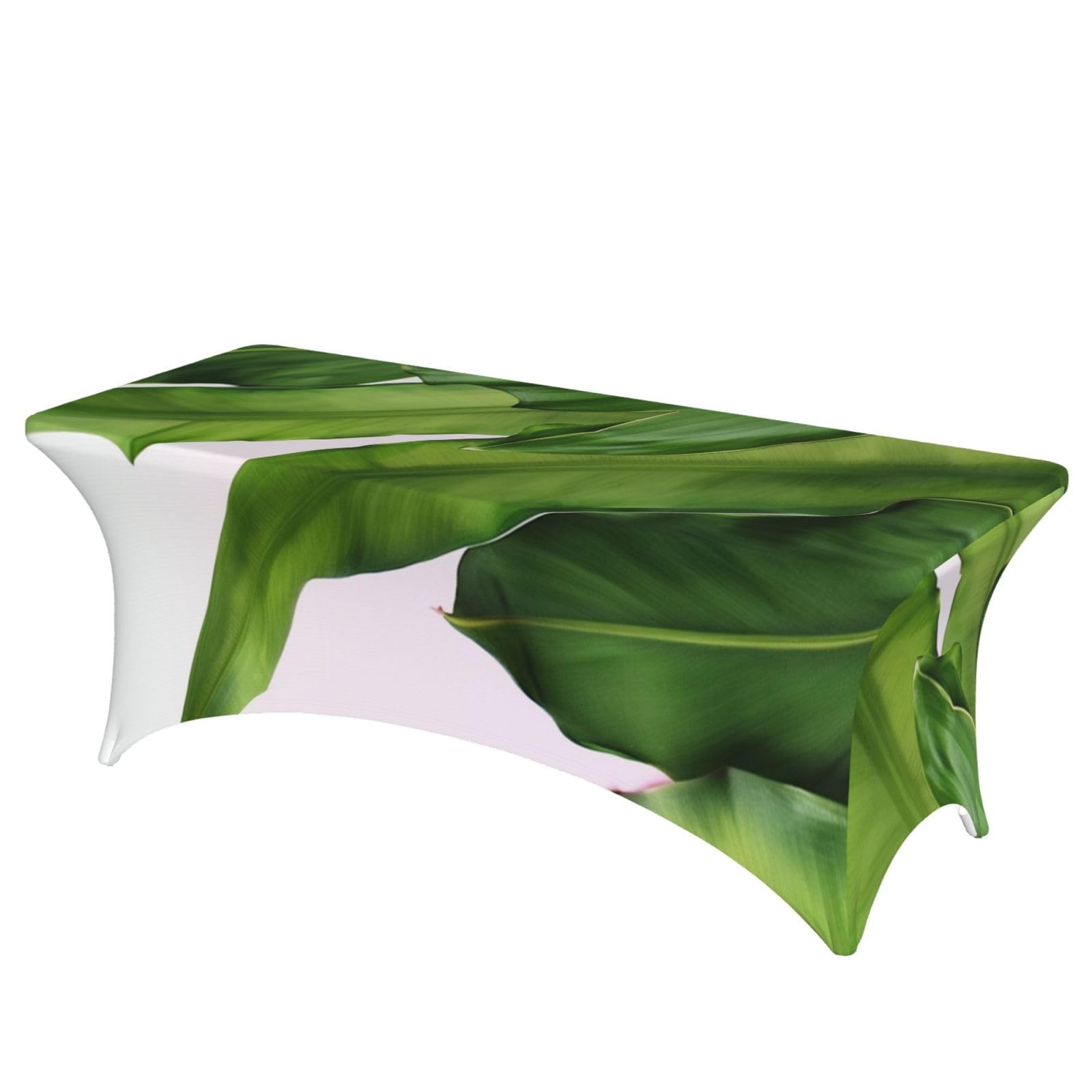 Nappe élasthanne table rectangulaire 1m80 motif feuilles bananier
