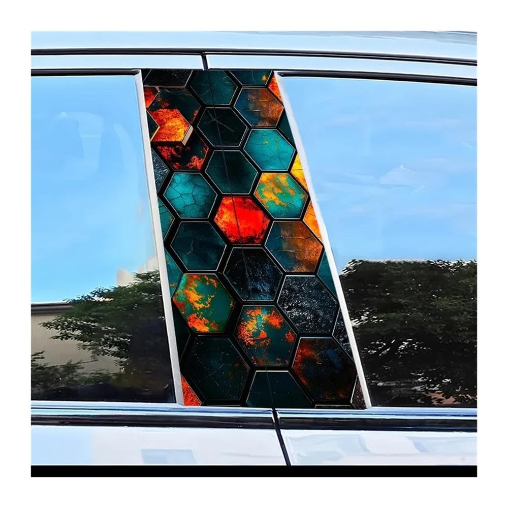 Body Parts 2pcs Car Door Post Decals Honeycomb Pattern Scratch Resistant Film
