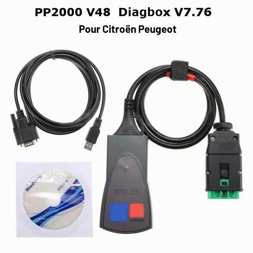Diagnostic Scanner, PP2000 Lexia-3 Auto Voiture Scanner Diagbox Scanner avec Neuf Diagbox Lexia-3 PP2000 en Multi-Languages Disponible pour Citroen Peugeot - Noir