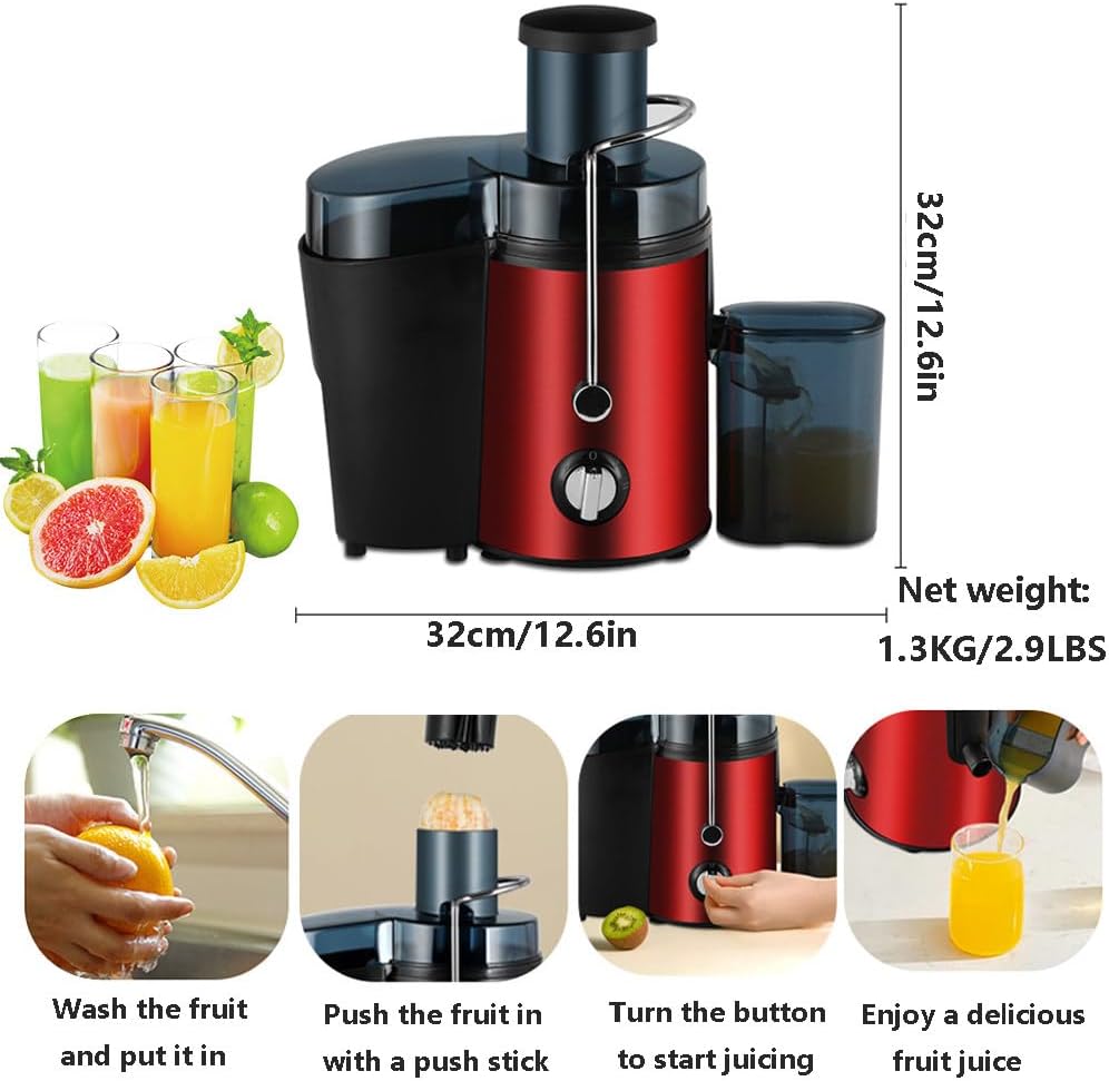 Juicer Machines, 1000W Centrifugal Juicer with 65mm/3" Wide Mouth Juicer, 2-Speeds Setting BPA Free, Easy to Clean, High Yield Juice, Juicer for Vegetable and Fruit,Silver