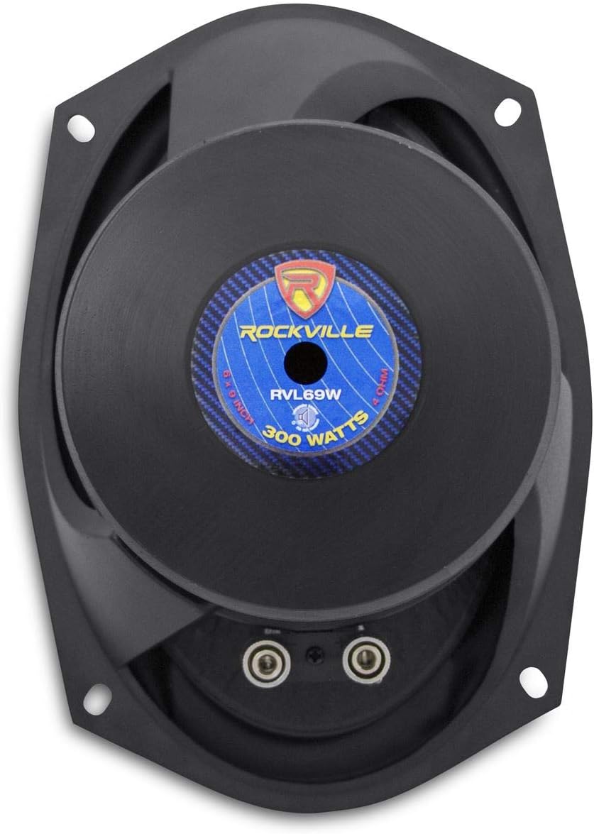 Rockville RVL69W 300-Watt Peak/150-Watt RMS 6x9 in 4-Ohm Cast Aluminum Car Subwoofer, Double 60oz Magnet, 2-Inch Voice Coil, for Competition Mid-Bass, 2-Piece