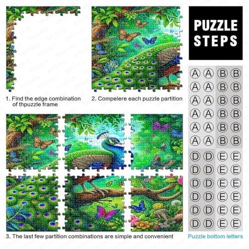 Puzzle de pavo real de 1000 piezas para combatir el estrés con relajación y arte natural 3