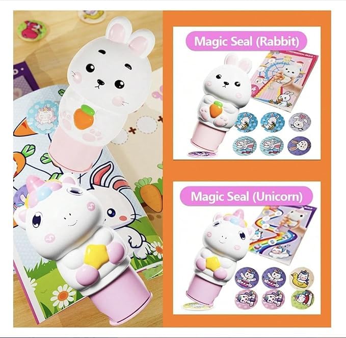 YAVRIXZ Kids Sticker Stamper Set with 100+ Stickers | Arts & Crafts Sticker Activity Book for Toddlers | Creative Play Stampers for Kids Age 3–7 | Travel Toy for Girls & Boys | Fun Learning Craft Kit 3