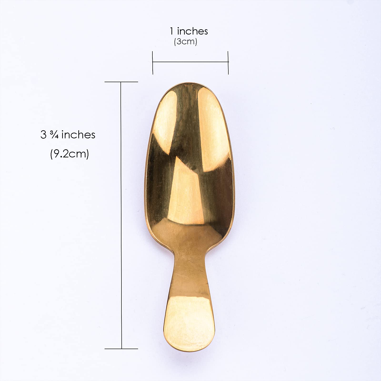 JANKOW Golden Short Handle Tea Scooper for Loose Tea Leaves, 304 Stainless Steel Tea Spoon, Mini Dessert Sugar Teaspoon for Salt Condiments Dessert Coffee (3Pcs)