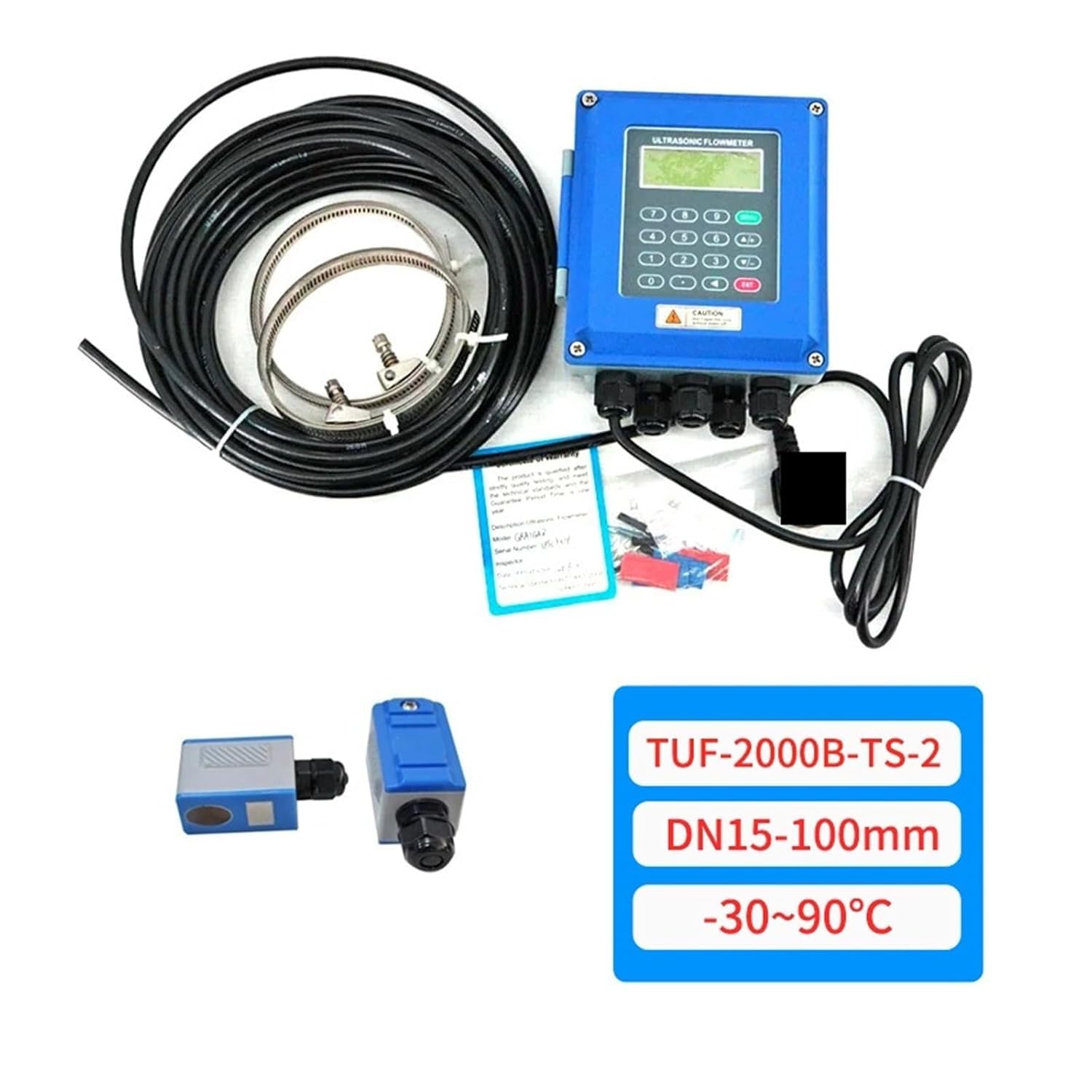 Medidor De Flujo Ultrasónico De Pared Tuf-2000b Medidor De Flujo Ultrasónico De Agua Modular Tuf-2000m Transductor De Flujo De Líquido Digital Dn15-700 Error Bajo, Blue, TUF-2000B TS-2