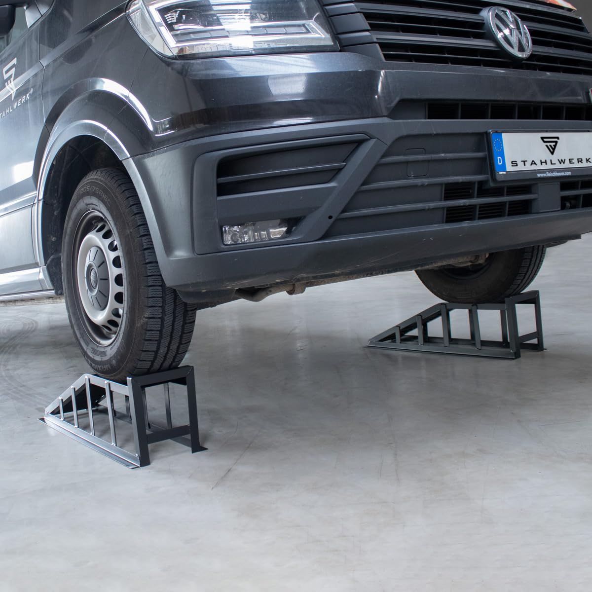 STAHLWERK GT-14 ST - Set di 2 rampe di carico da 2 tonnellate, cavalletto per auto, cavalletto per auto