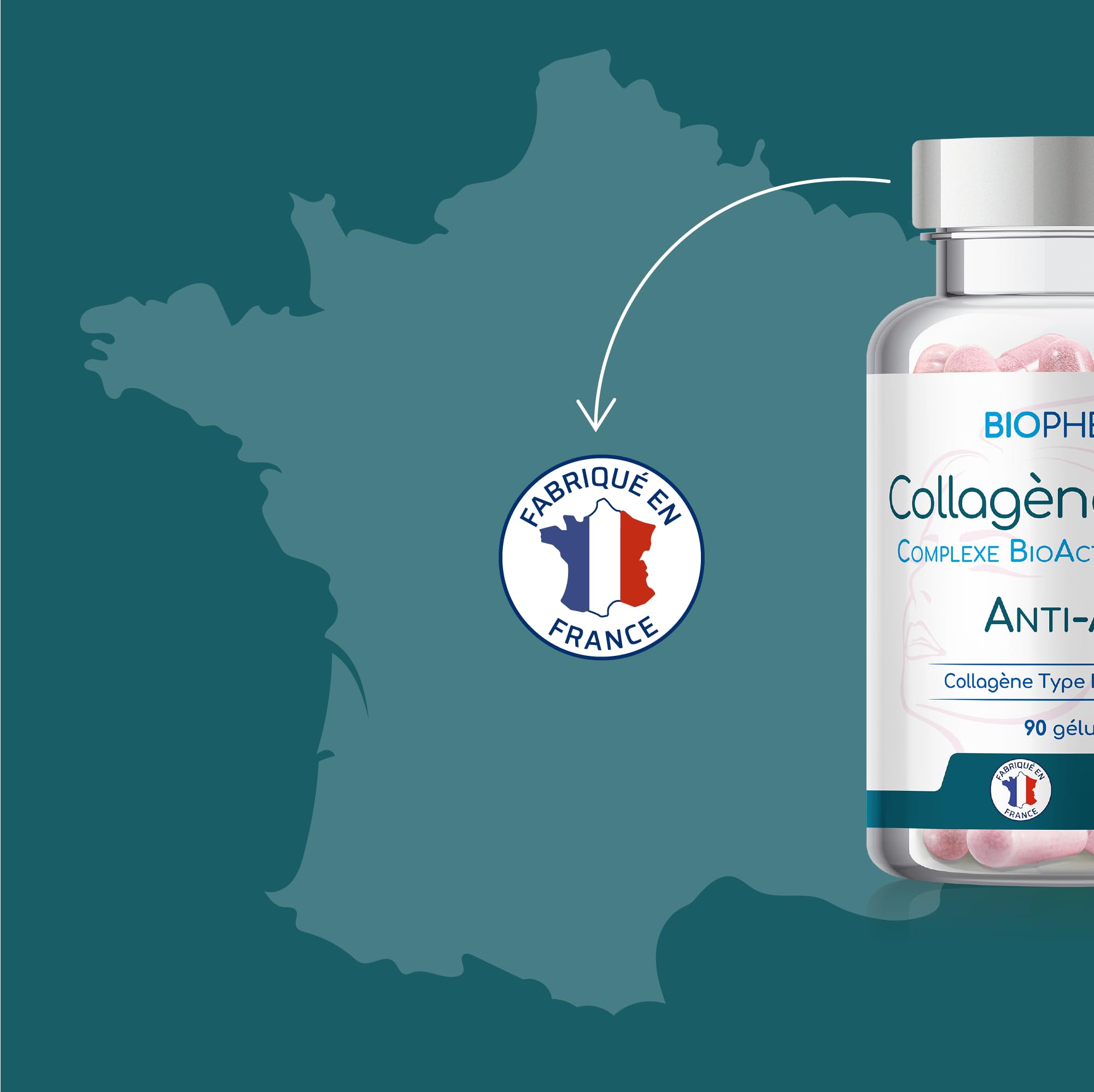 Biophénix Collagène Marin + Complexe BioActif MitoHeal® 90 Gélules Végétales - Anti-Âge - Antioxydant - Peau Hydratée - Peptides de Collagène Type I Peptan® - Riche en Polyphénols (Lot de 5)