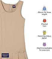 Vista 3 de French Toast Jersey con dobladillo plisado para niña con cinta, 60 % algodón, 40 % poliéster