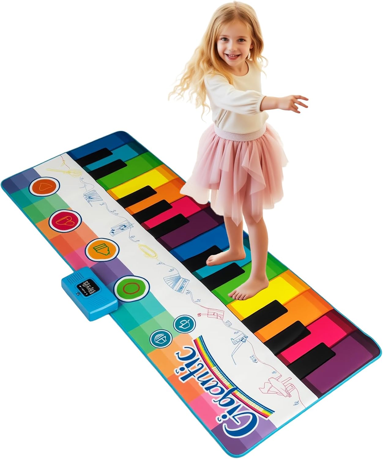 Costzon Floor Piano Mat for Kids & Toddlers, 6ft. Giant Piano Playmat Keyboard Dance Mat, 24 Keys, 8 Instrument Sounds, 10 Songs, Record & Playback, Adjustable Volume, Musical Toy Gift for Boys Girls