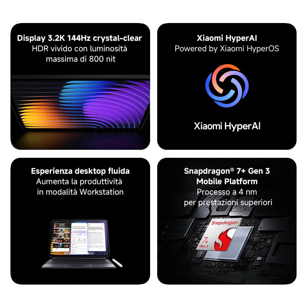 Xiaomi Pad 7 + Keyboard, (Tablet) display da 11.2'', 8+128GB, Nero, batteria da 8850mAh, Ricarica Turbo da 45W, HyperAI (Alimentatore non incluso)