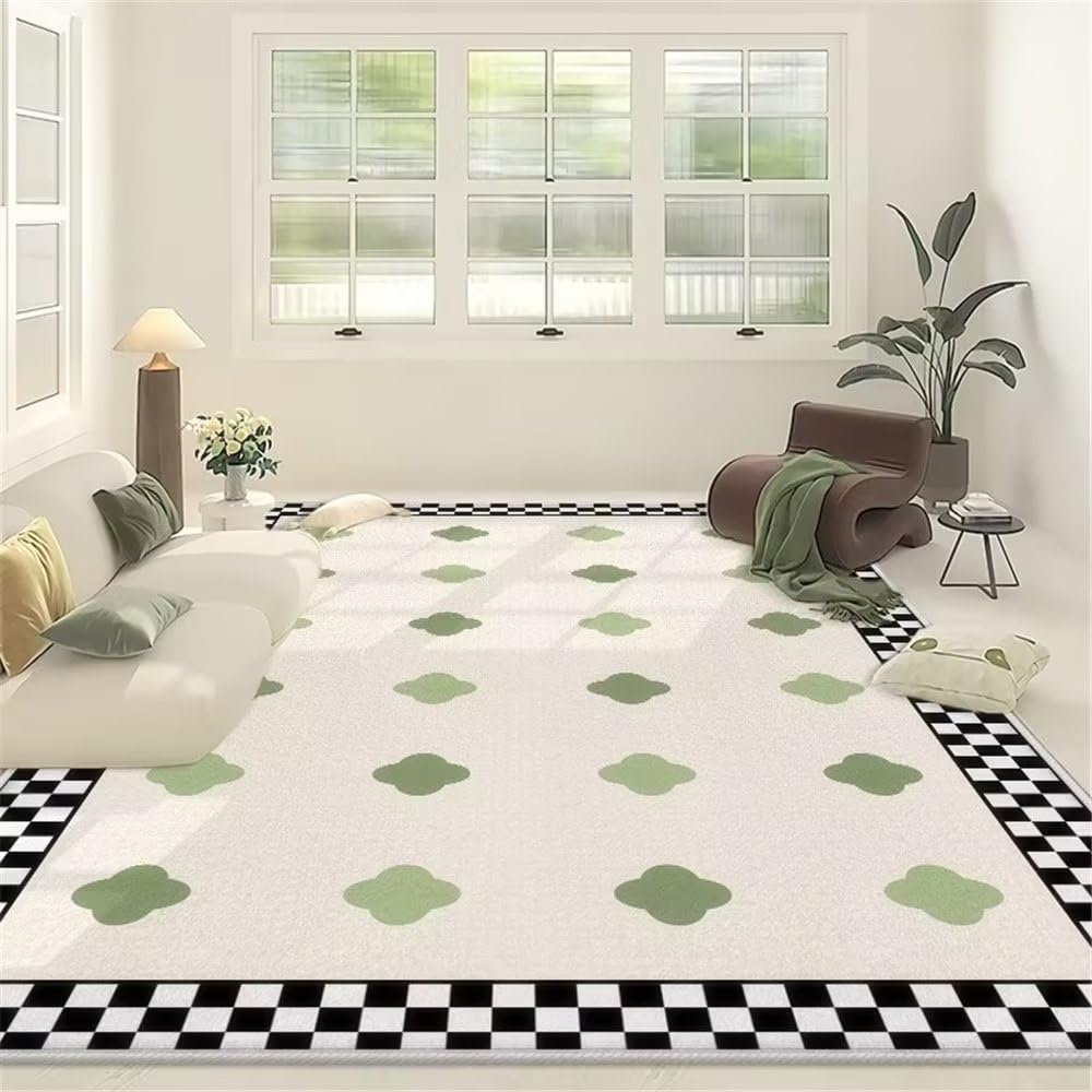 Tapis de chambre vert abstrait motif fleur durable pour chambre ado garçon 80x120cm