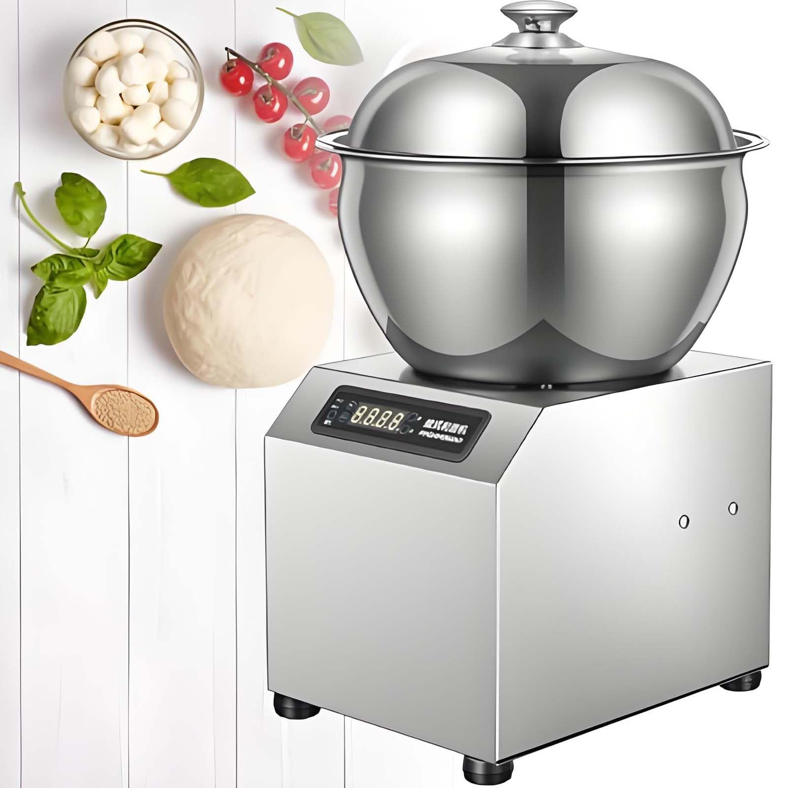 GUTYGIO Double Rotating Flour Mixer Stainless Steel Doughs with Face-up Touch Panel, Commercial Dough Maker 8KG/17.64LBS, 1800W Electric Spiral Timer Kneader, for Restaurant Bakery Home 8KG