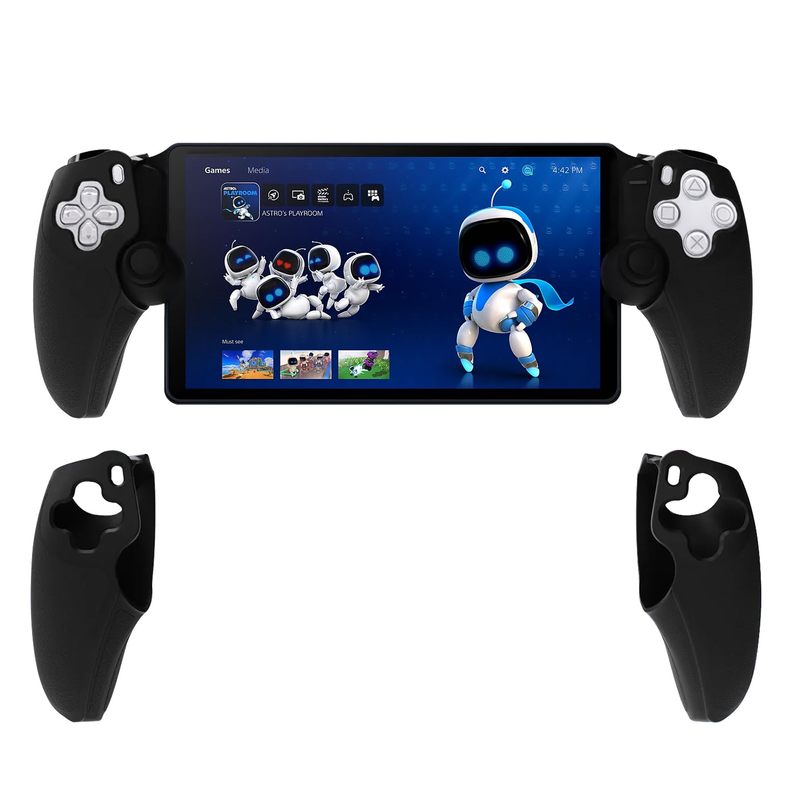 QULLOO Funda Compatible con Sony PS5 PlayStation Portal, Anti-Deslizante Anti-arañazos Carcasa de Silicona Protección Case Cover - Negro