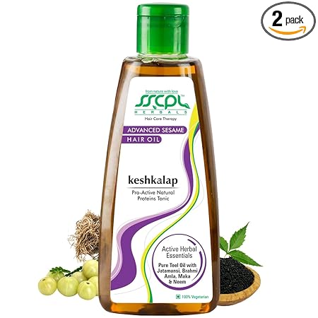 SSCPL Herbals Keshkalap Advance Sesame Hair Oil for Strong & Healthy Hair Growth with Brahmi, Amla, Maka, Neem & Jatamansi - 200 ml (Pack of 2)