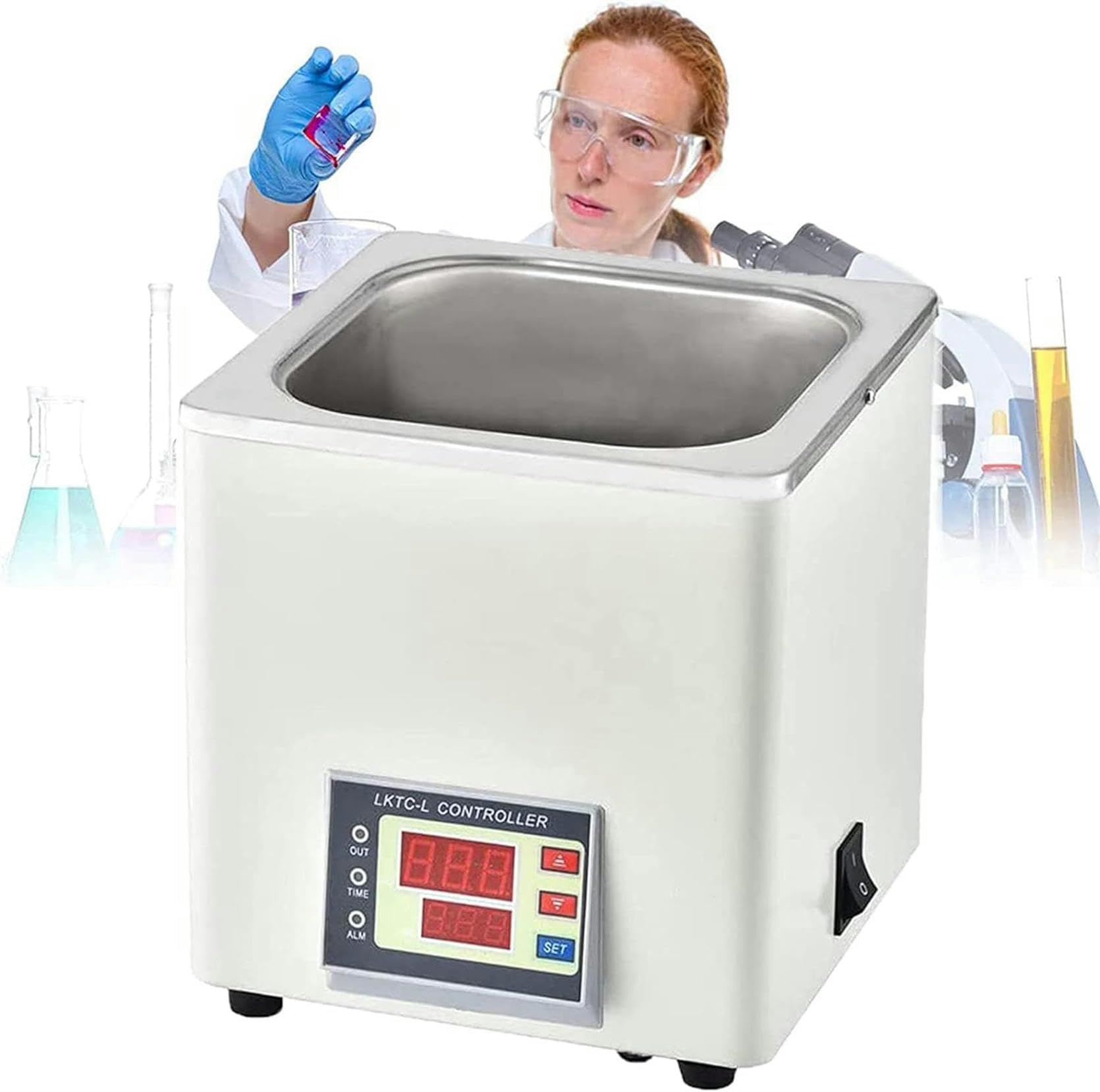 Baño María de Laboratorio Digital, baño María termostático con Aberturas seleccionables, Acero Inoxidable 304 resolución 0,1 ℃ Baño María eléctrico con Temperatura Constante