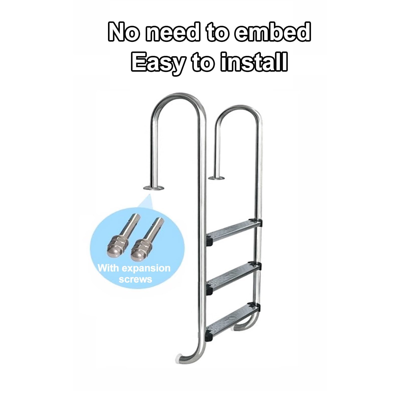 Escalier Piscine Acier Inoxydable 304, 2 Étapes, Pas Besoin D'encastrer, Echelle Piscine pour Piscine, Bateau