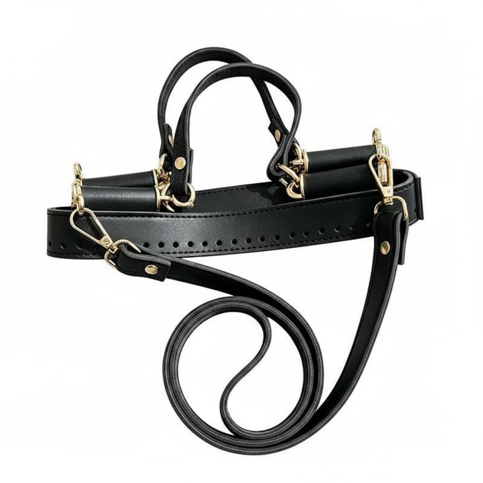 ZOOMELLA Straw Bag Handle Set Metal Hardware Handbag Strap Set Easy to Use Woven Tote Strap Kit, Black|Crochet Kits-image-20