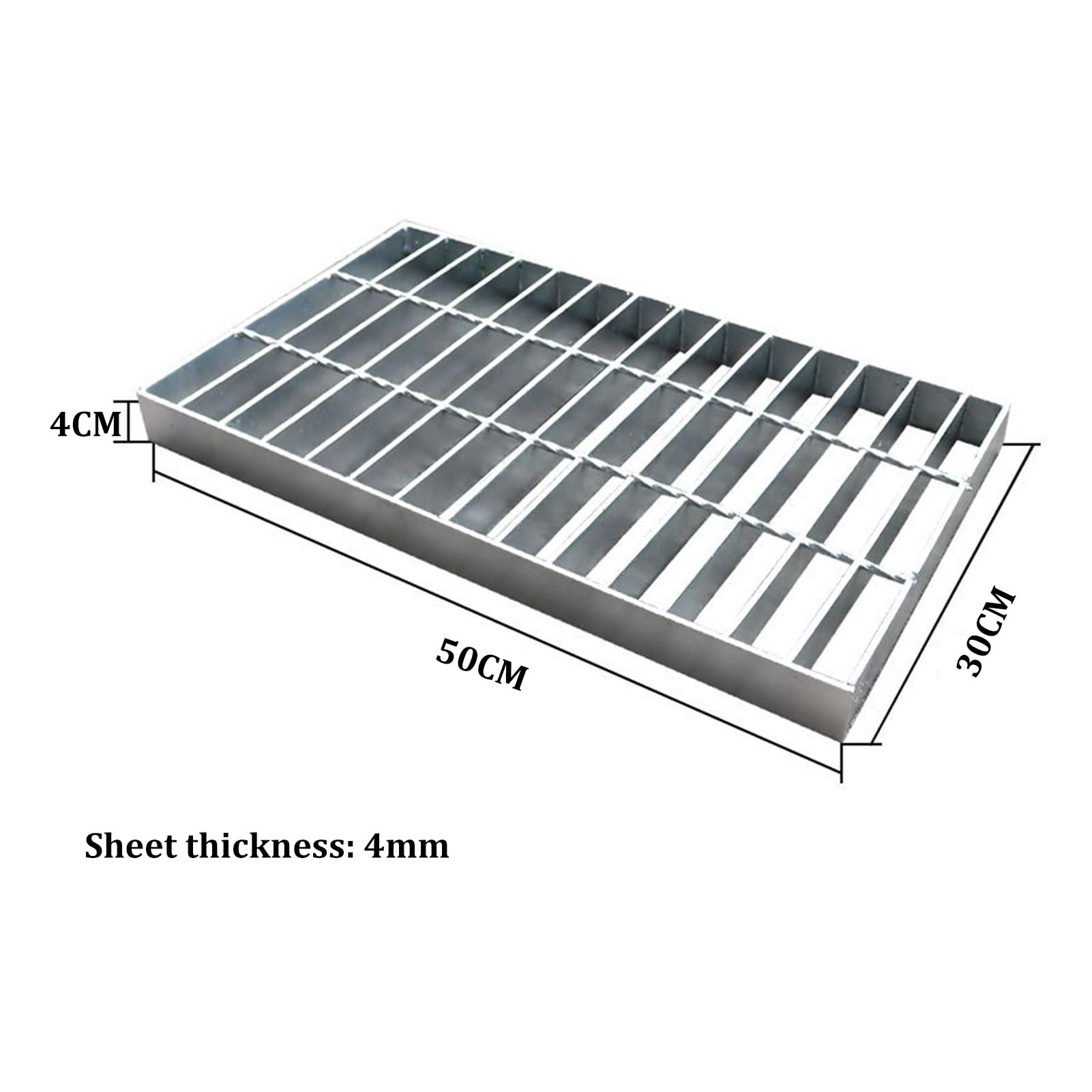 Rejilla de drenaje de acero galvanizado para exteriores, cubierta de drenaje rectangular resistente para sótano/césped, 200 caracteres