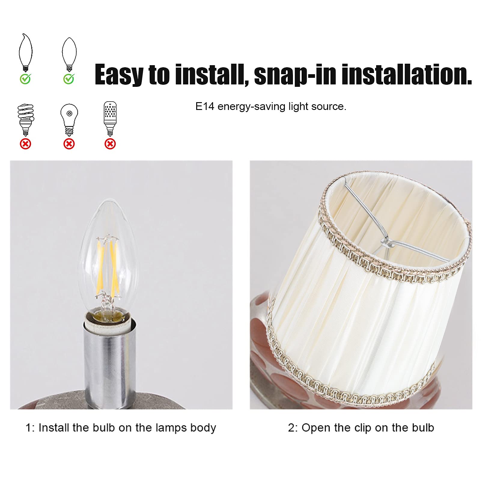 Alvinlite Paralumi per lampadari, paralumi Set di 2, Paralume per Applique Che Si agganciano alla Lampadina, paralumi a Campana per Sostituzione della Lampada a Sospensione per lampadari da Terra(4