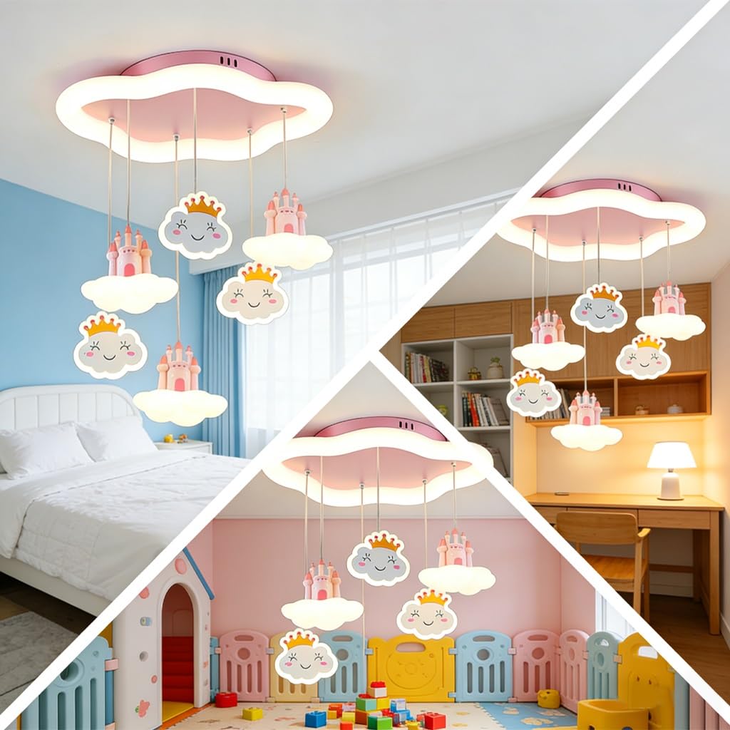 Kinderzimmer Deckenleuchte LED Wolke Schloss Einhorn Dimmbar Deckenlampe 3 Farbtemperaturen Kinderlampe Für Mädchen Jungen Modern Kinderzimmerlampe Für Spielzimmer Schlafzimmer