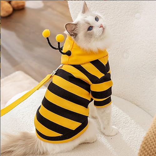 Miniatura 2 de Disfraz de abeja para perro, diseño de abejorro amarillo, sudaderas con capucha para perros pequeños, ropa de invierno para gatos, sudadera con