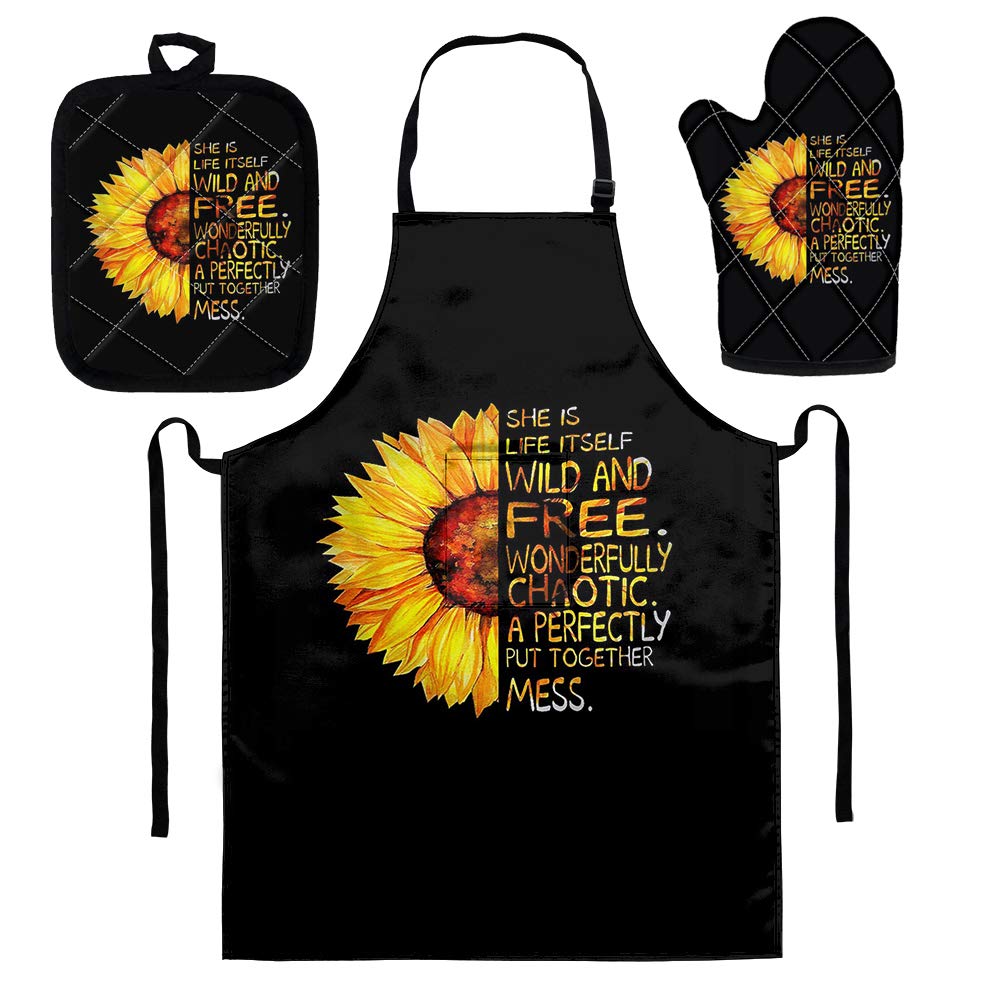 Tablier de cuisine réglable Coloranimal : lot de 3 en coton résistant à la chaleur